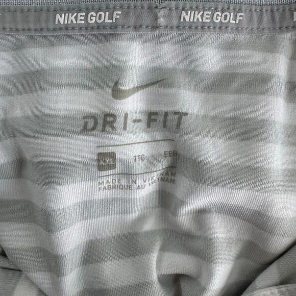 Nike Golf Dri-Fit Gray White Stripe Breathable Polo Shirt Men XXL - Picture 4 of 4